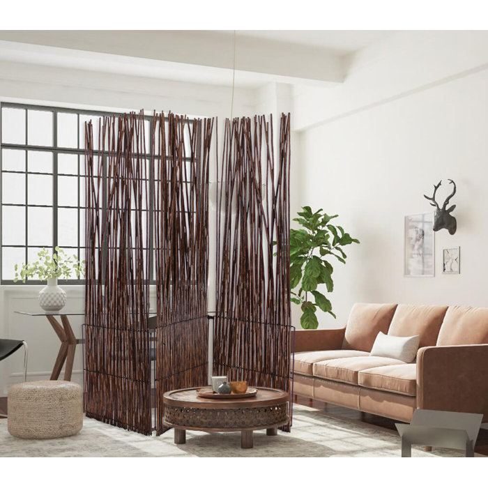 Bay Isle Home Lowry 47" W x 69" H 3 Panel Bamboo/Rattan Folding Room